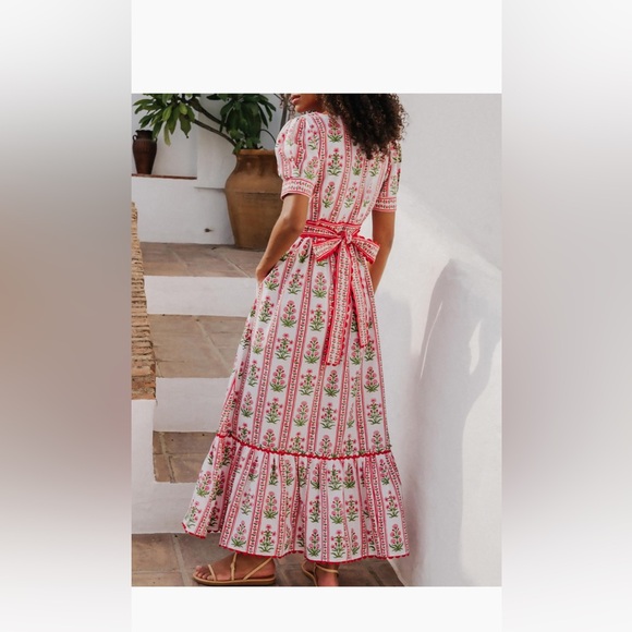 NWT Pink City Lights Floral Square Neck Maxi Dress - Pink-Size Small - Picture 2 of 7